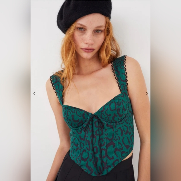 For Love And Lemons Tops - For Love And Lemons Gorgeous Sammie Corset Top In Green Leopard Small NWOT